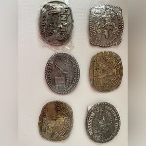 Hesston Silver and Gold Rodeo Belt Buckle Set